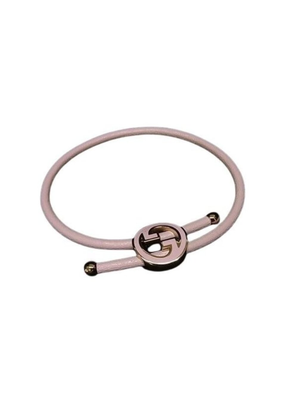 Gucci Bracelet Lacquer Finish Round Interlocking G Pink Gold Leather Metal